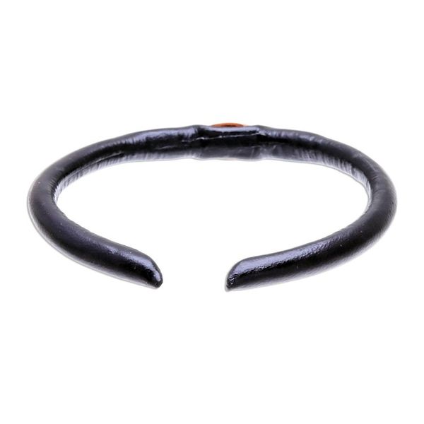 Alternate image for Black and Orange Leather Cuff Bracelet from Thailand Black-Orange Eye