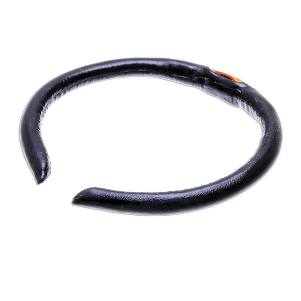 Alternate image for Black and Orange Leather Cuff Bracelet from Thailand Black-Orange Eye