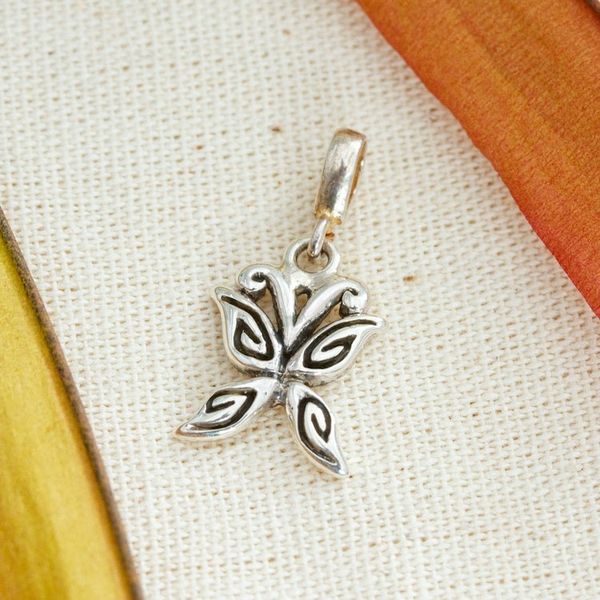 Alternate image for Butterfly-Themed Taxco Sterling Silver Pendant from Mexico Bright Butterfly