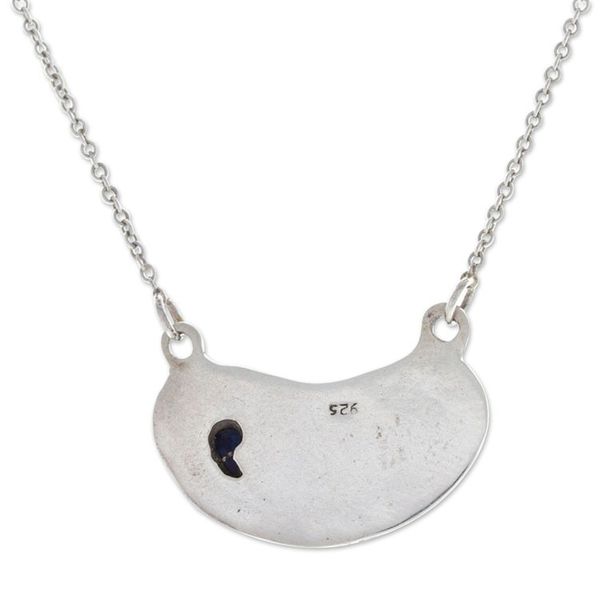 Alternate image for Oxidized and Polished Lapis Lazuli Pendant Necklace Medallion of Majesty