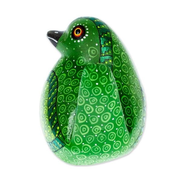 Alternate image for Hand-Painted Green Copal Wood Mockingbird Alebrije Figurine Mockingbird of Luck