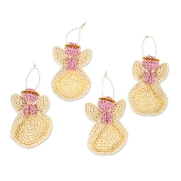 Alternate image for Set of Four Angel-Themed Crocheted Holiday Ornaments Sweetest Angels