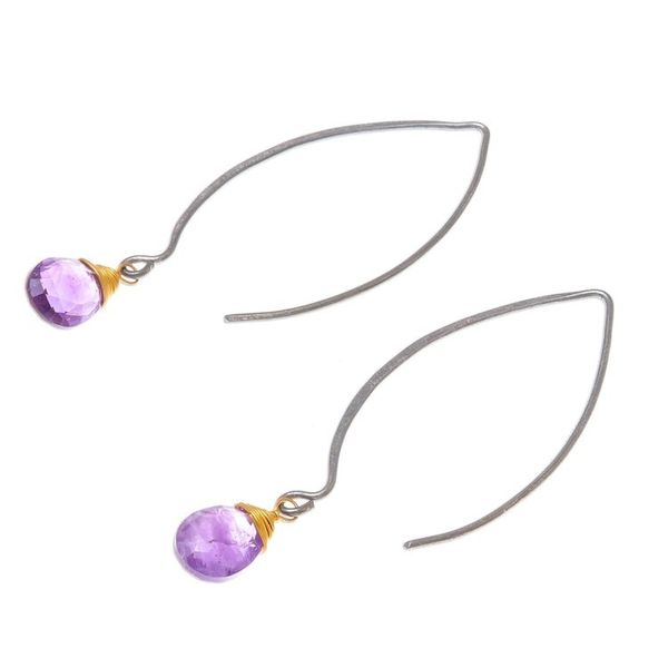 Alternate image for Gold Accent Amethyst Dangle Earrings from Thailand Midnight Meadow