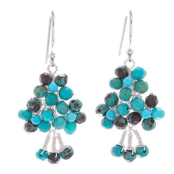 Alternate image for Sterling Silver and Calcite Beaded Dangle Earrings Beaded Forest