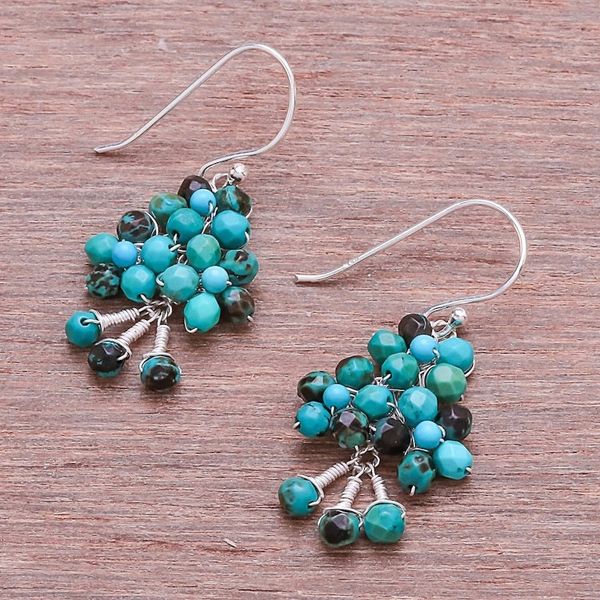 Alternate image for Sterling Silver and Calcite Beaded Dangle Earrings Beaded Forest