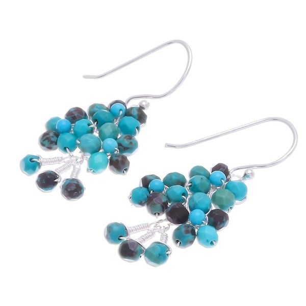 Alternate image for Sterling Silver and Calcite Beaded Dangle Earrings Beaded Forest