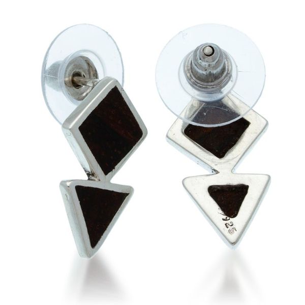 Alternate image for Geometric-Inspired Wood and Sterling Silver Button Earrings Metropolitan Forest