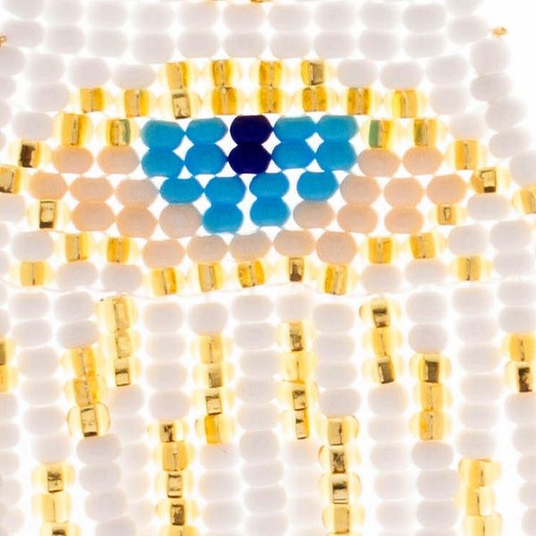 Alternate image for Turkish Eye-Themed Glass Beaded Waterfall Earrings in White White Turkish Eye