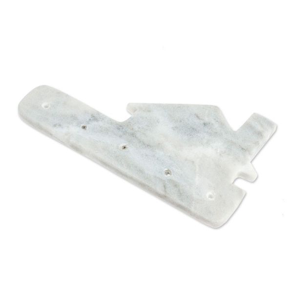 Alternate image for Minimalist White Marble Key Rack Hand-Carved from Mexico Morning Keys