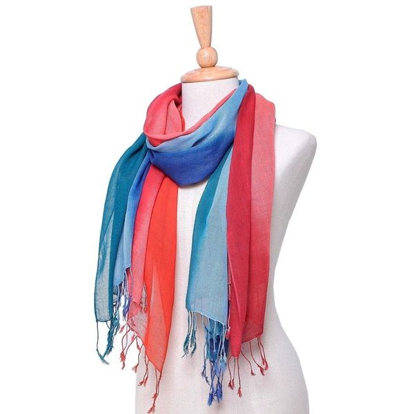 Alternate image for Blue and Red Cotton Wrap Scarves from Thailand Pair Sunset Breeze