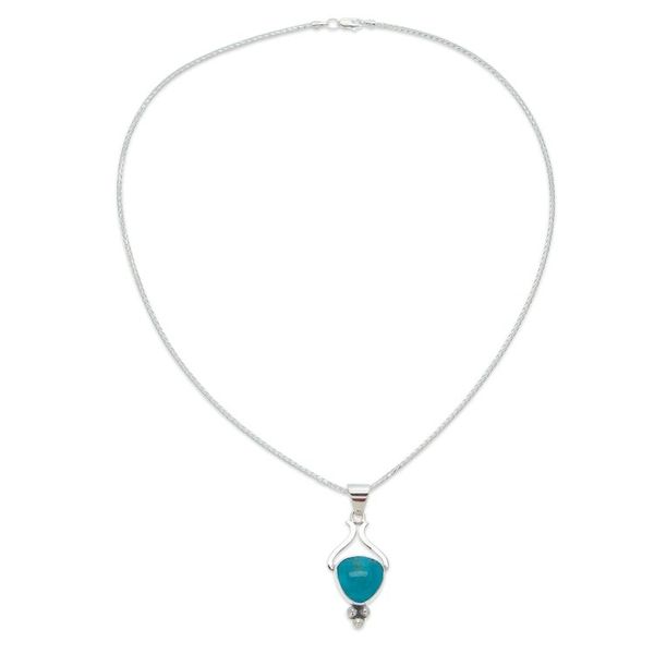 Alternate image for High-Polished Natural Turquoise Pendant Necklace from Mexico Serene Realm
