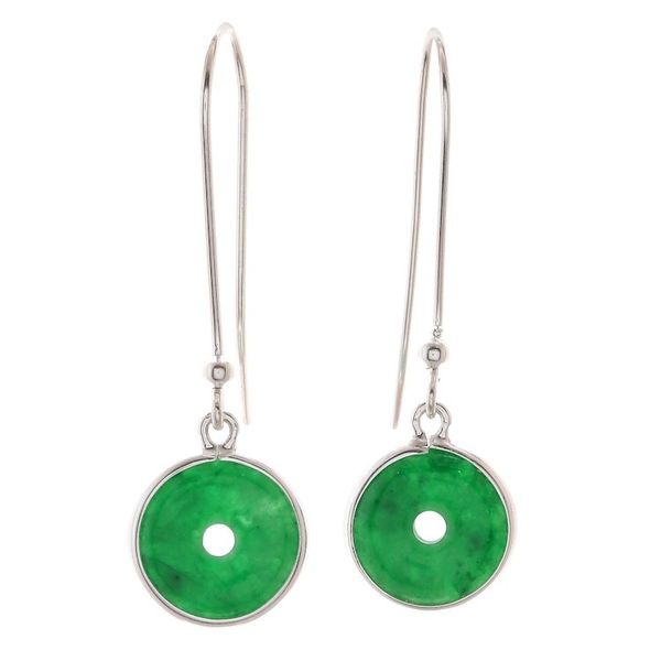 Alternate image for Circular Jade Dangle Earrings Crafted in Thailand Green Rings