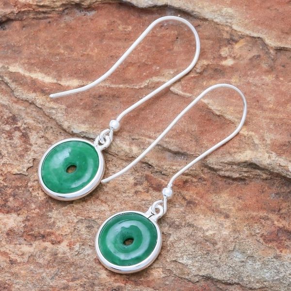 Alternate image for Circular Jade Dangle Earrings Crafted in Thailand Green Rings