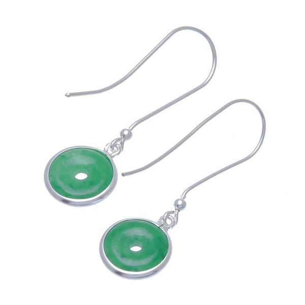 Alternate image for Circular Jade Dangle Earrings Crafted in Thailand Green Rings