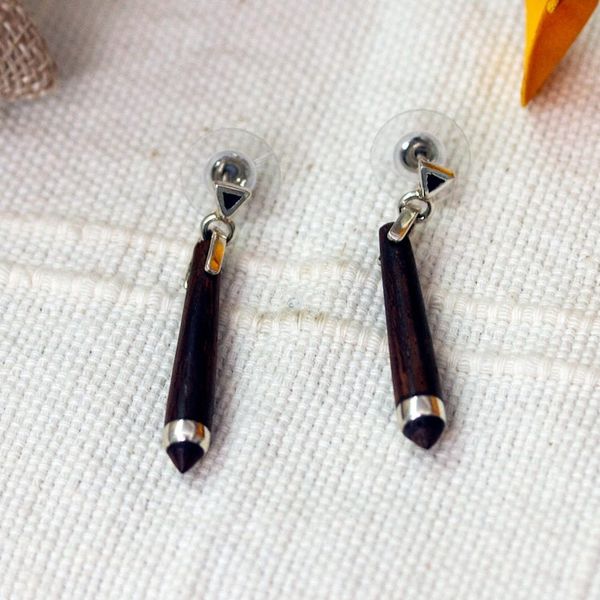 Alternate image for Artisan-Made Bocote Wood and Sterling Silver Dangle Earrings Sylvan Puissance