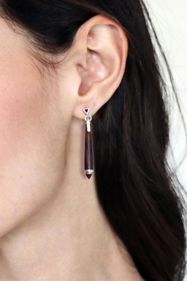 Alternate image for Artisan-Made Bocote Wood and Sterling Silver Dangle Earrings Sylvan Puissance