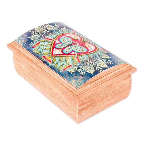 Alternate image for Butterfly and Heart-Themed Decoupage Jewelry Box from Mexico Butterfly Heart