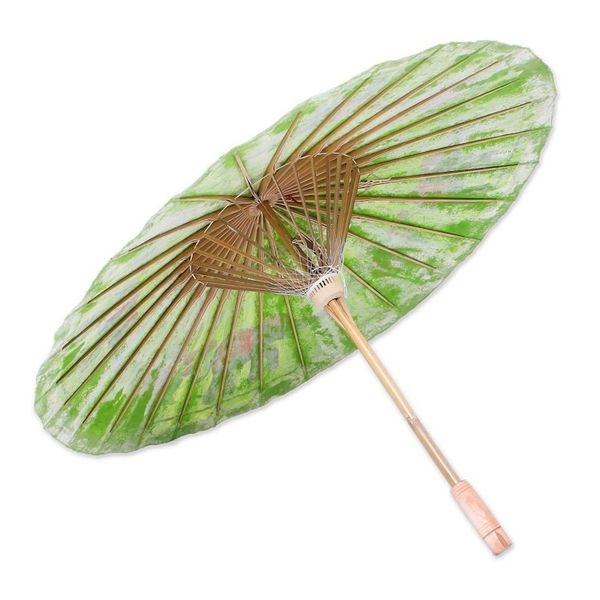 Alternate image for Elephant Motif Paper Parasol in Lime from Thailand Elephant Parade in Lime