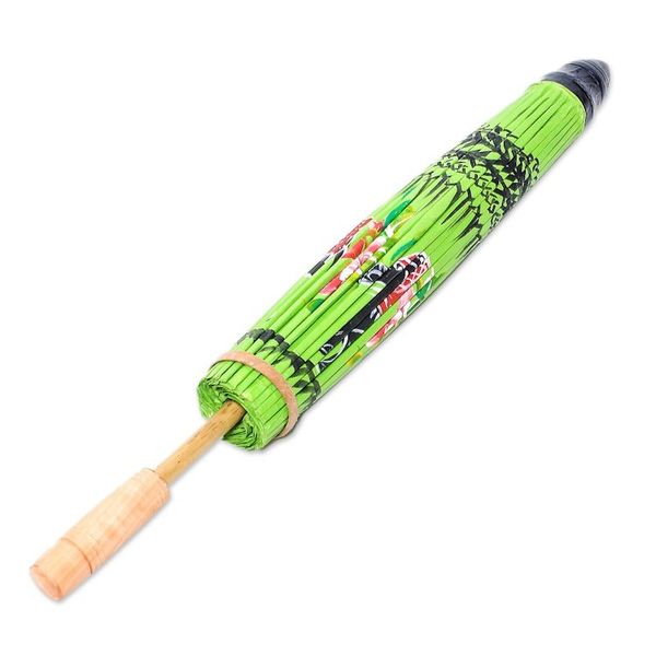 Alternate image for Elephant Motif Paper Parasol in Lime from Thailand Elephant Parade in Lime