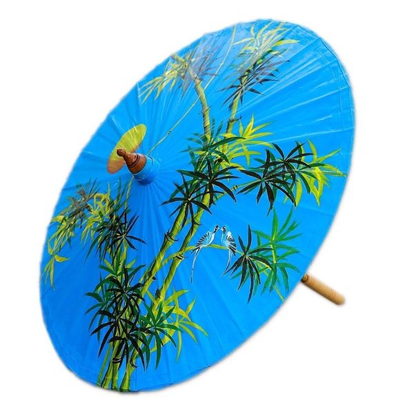 Alternate image for Hand-Painted Bamboo Motif Paper Parasol from Thailand Bamboo Sunset