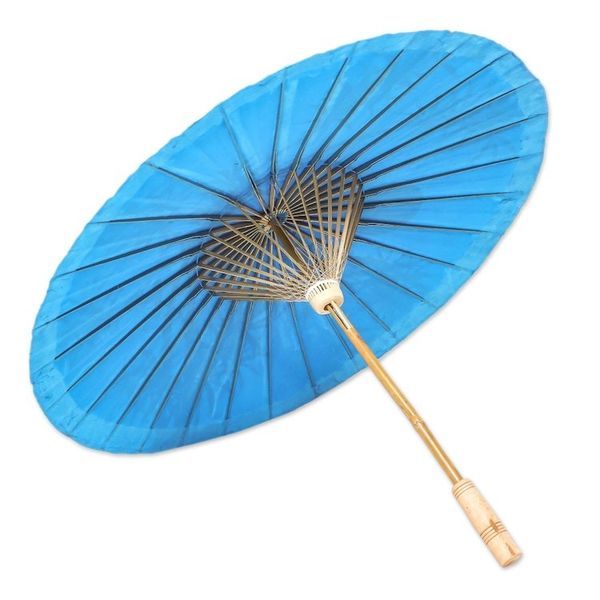 Alternate image for Hand-Painted Bamboo Motif Paper Parasol from Thailand Bamboo Sunset