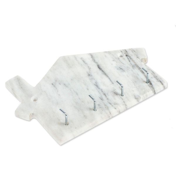 Alternate image for Minimalist House-Shaped White Marble Key Rack Homey Secrets