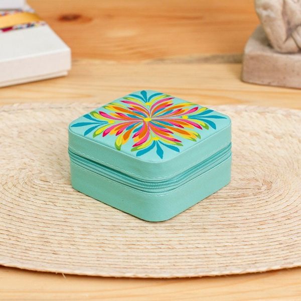 Alternate image for Spring-Themed Aloe Faux Leather Jewelry Box Made in Mexico Aloe Spring