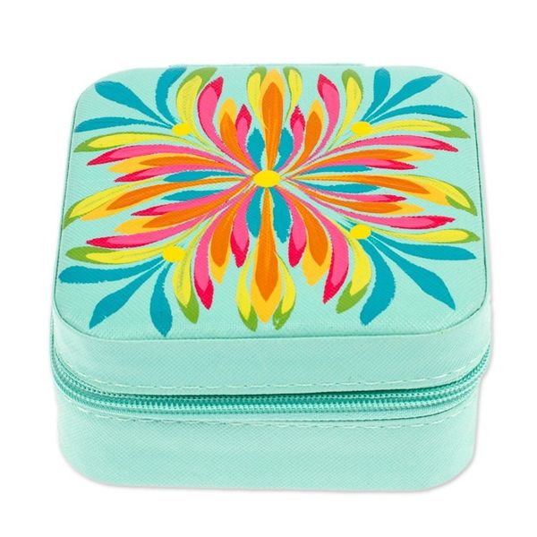 Alternate image for Spring-Themed Aloe Faux Leather Jewelry Box Made in Mexico Aloe Spring