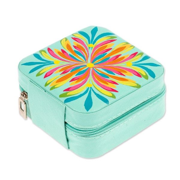 Alternate image for Spring-Themed Aloe Faux Leather Jewelry Box Made in Mexico Aloe Spring