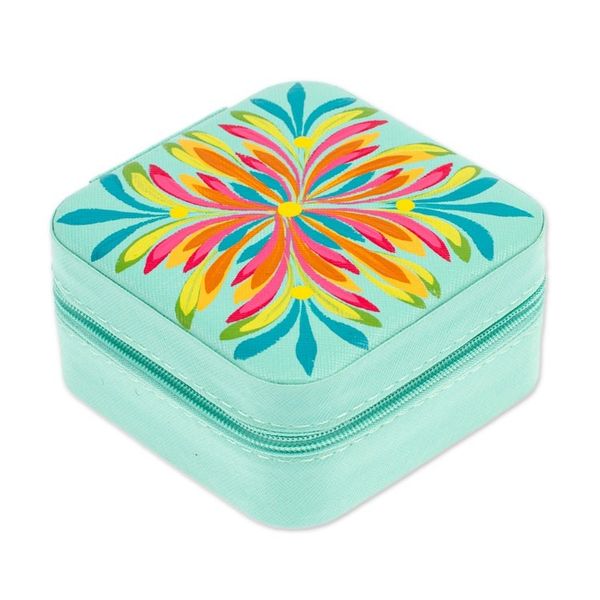 Alternate image for Spring-Themed Aloe Faux Leather Jewelry Box Made in Mexico Aloe Spring
