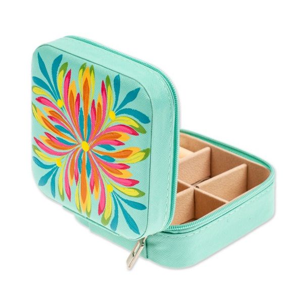 Alternate image for Spring-Themed Aloe Faux Leather Jewelry Box Made in Mexico Aloe Spring