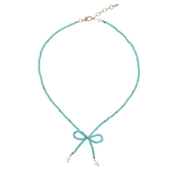 Alternate image for Calcite and Cultured Pearl Beaded Necklace Lovely Bow