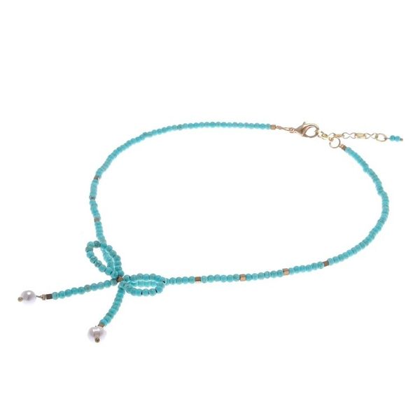 Alternate image for Calcite and Cultured Pearl Beaded Necklace Lovely Bow