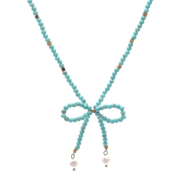 Alternate image for Calcite and Cultured Pearl Beaded Necklace Lovely Bow
