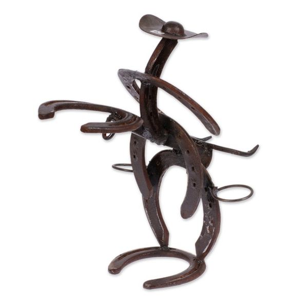 Alternate image for Cowboy Bull Recycled Iron Tequila Glass Stand 2-Piece Set Cowboy Toast
