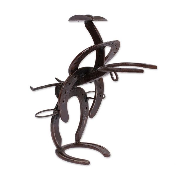 Alternate image for Cowboy Bull Recycled Iron Tequila Glass Stand 2-Piece Set Cowboy Toast
