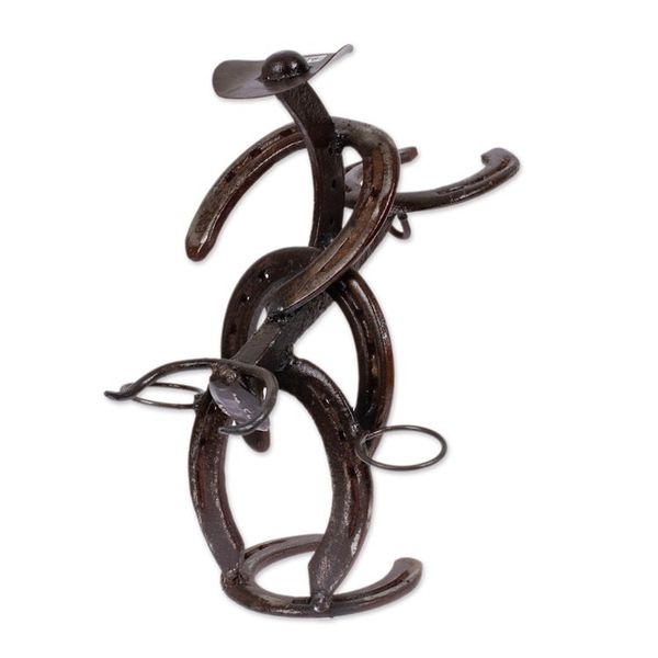 Alternate image for Cowboy Bull Recycled Iron Tequila Glass Stand 2-Piece Set Cowboy Toast