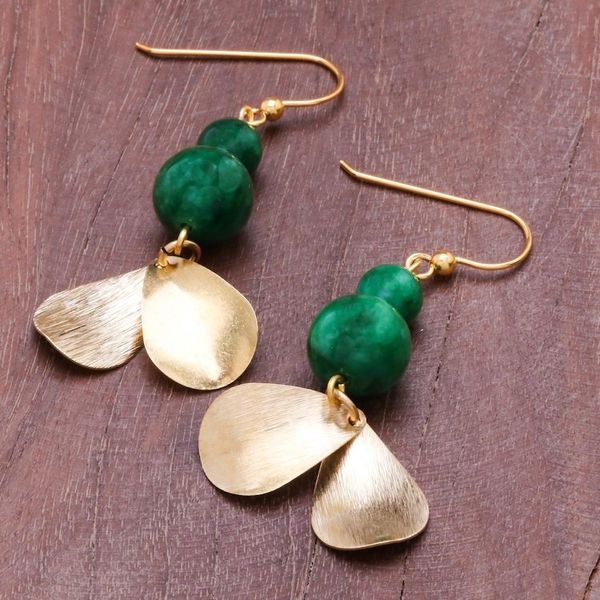 Alternate image for Green Quartz Beaded Dangle Earrings from Thailand Green Glimmer