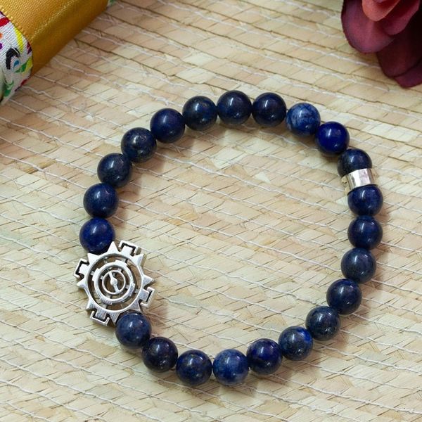 Alternate image for Mens Tigers Eye Stretch Bracelet with Silver Sun Pendant Blue Sublime Sun