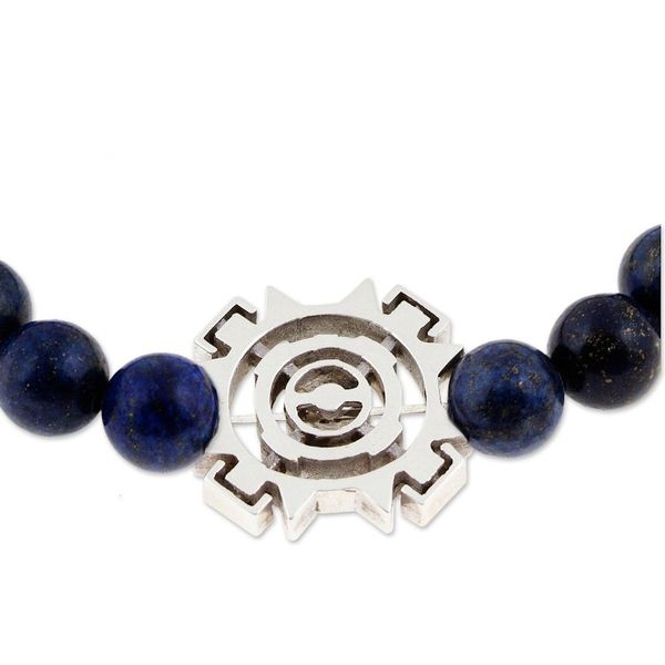 Alternate image for Mens Tigers Eye Stretch Bracelet with Silver Sun Pendant Blue Sublime Sun