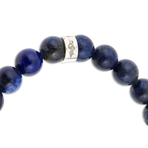 Alternate image for Mens Tigers Eye Stretch Bracelet with Silver Sun Pendant Blue Sublime Sun