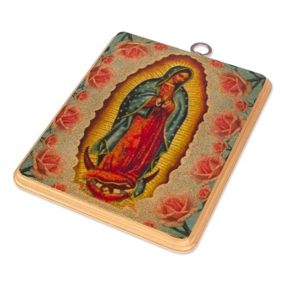 Alternate image for Our Lady of Guadalupe-Themed Decoupage on Wood Wall Plaque Our Lady of the Roses