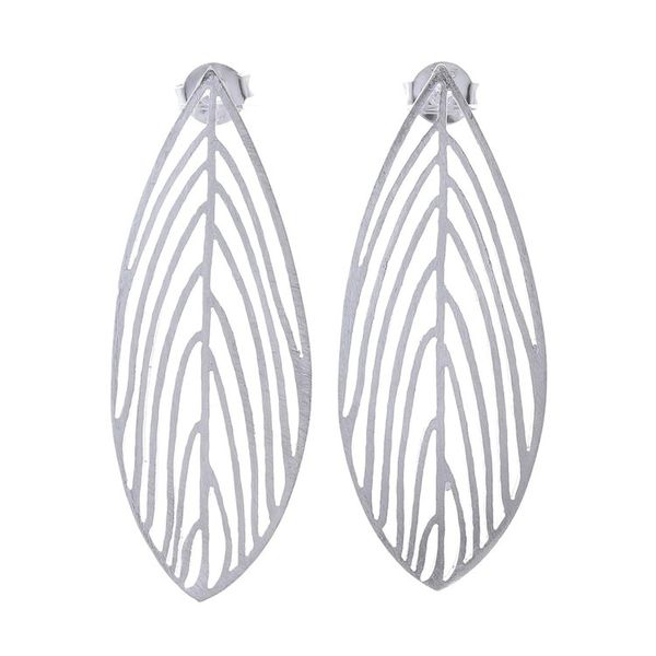 Alternate image for Leaf Earrings Handcrafted of Sterling Silver in Thailand Leaf Silhouette