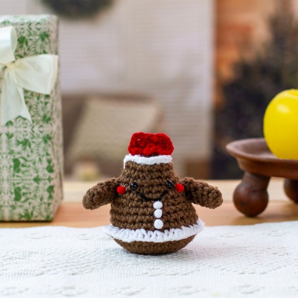 Gingerbread Man Cookie-Themed Crocheted Holiday Decoration 'Cute Gingerbread Man'