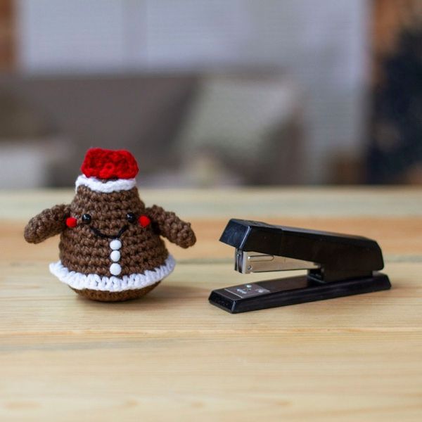 Alternate image for Gingerbread Man Cookie-Themed Crocheted Holiday Decoration Cute Gingerbread Man