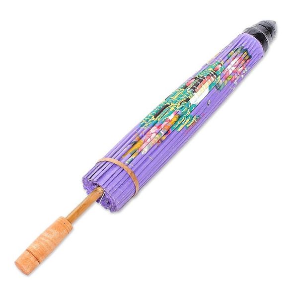 Alternate image for Peacock Motif Paper Parasol in Violet from Thailand Sunny Peacock in Violet