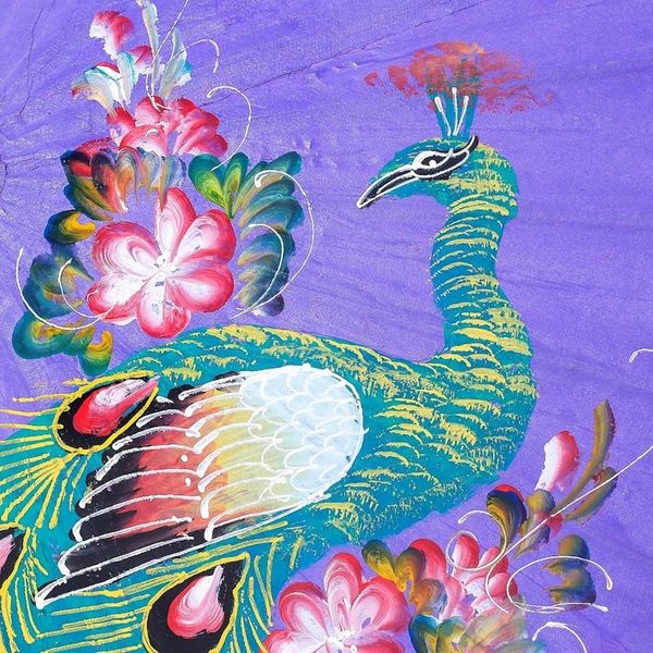 Alternate image for Peacock Motif Paper Parasol in Violet from Thailand Sunny Peacock in Violet