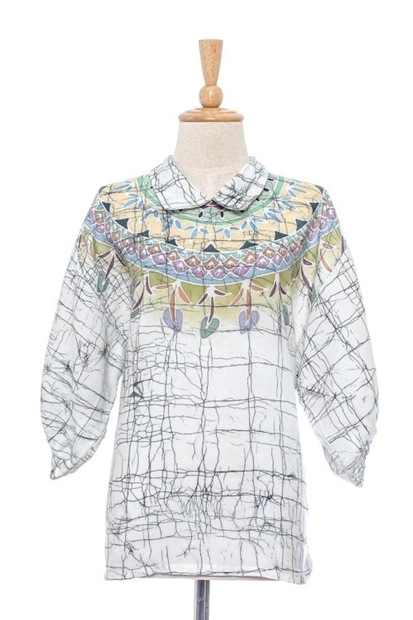 Alternate image for Cotton Batik Tunic Top with Colorful Designs from Thailand Batik Style