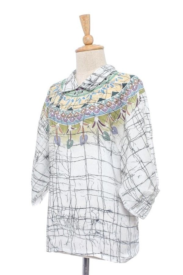 Alternate image for Cotton Batik Tunic Top with Colorful Designs from Thailand Batik Style