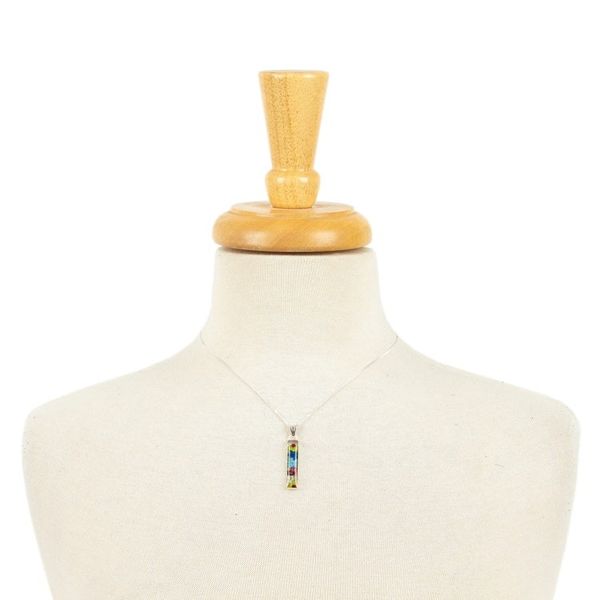 Alternate image for Silver Pendant Necklace with Resin-Preserved Natural Flowers Rectangular Glam